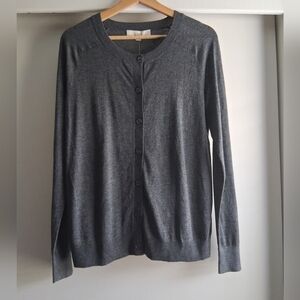 New LOFT Dark Gray Cardigan Sweater Large Career Minimalist